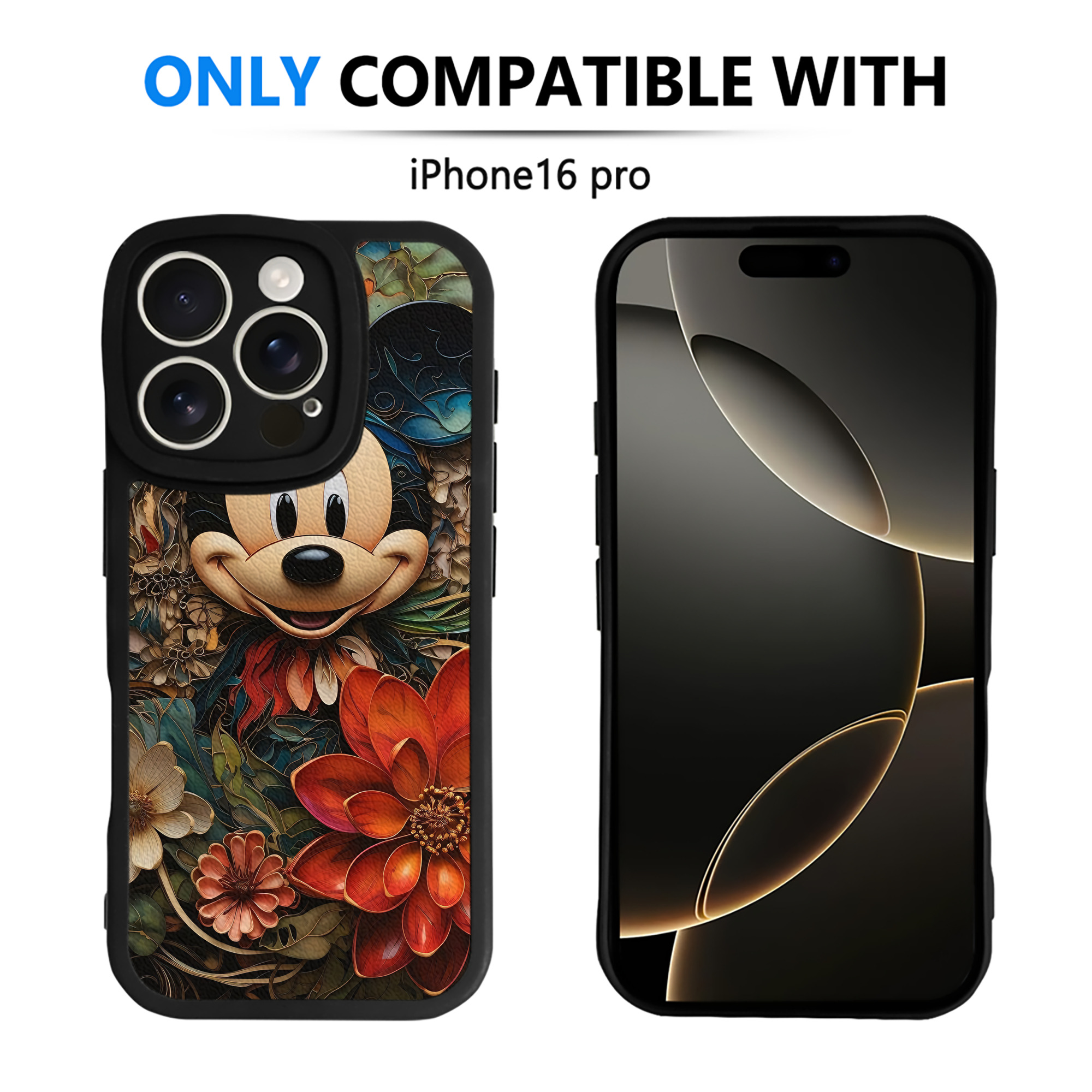 （画像用） ミッキーマウス Mickey Mouse 【iPhone 16シリーズ対応】シリコンスマホケース（レザー調） 材質：シリコン